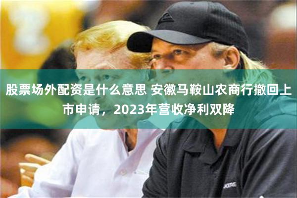 股票场外配资是什么意思 安徽马鞍山农商行撤回上市申请，2023年营收净利双降