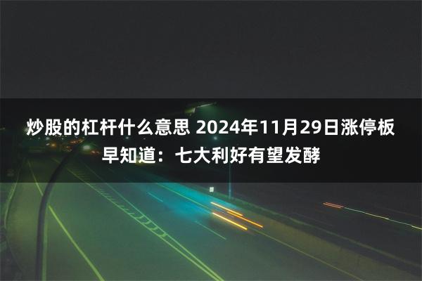 炒股的杠杆什么意思 2024年11月29日涨停板早知道：七大利好有望发酵